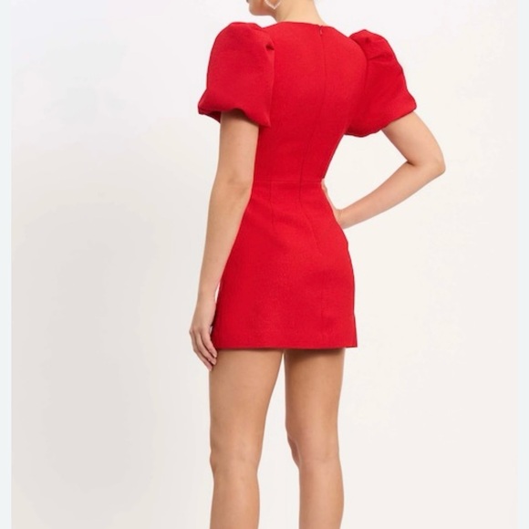 Charley Chic Red Puff Sleeve Mini Dress - Picture 2 of 8